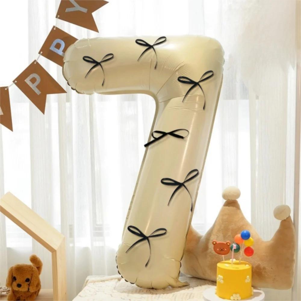 

Vintage 32inch 0-9 Years Old Balloons Bow Matte Number Balloons Aluminum Foil Milky Wedding Decorations Birthday Party 10inch