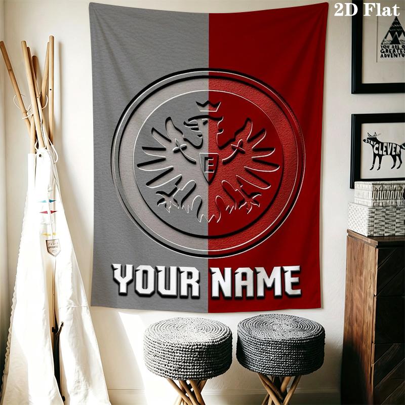 Custom Name Eintracht Frankfurt Wall Tapestry Aesthetic Wall Hanging Printed Fabric Blanket Decorative Tapestries for Bedroom Living Room Home Decor