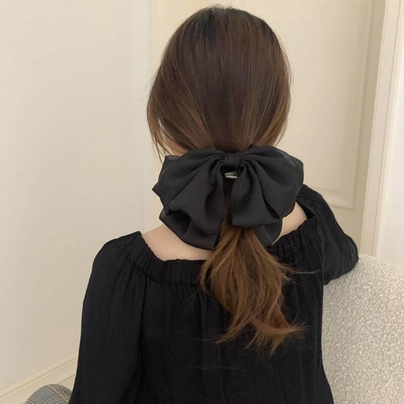Big size ribbon pin, feminine black king hairpin black