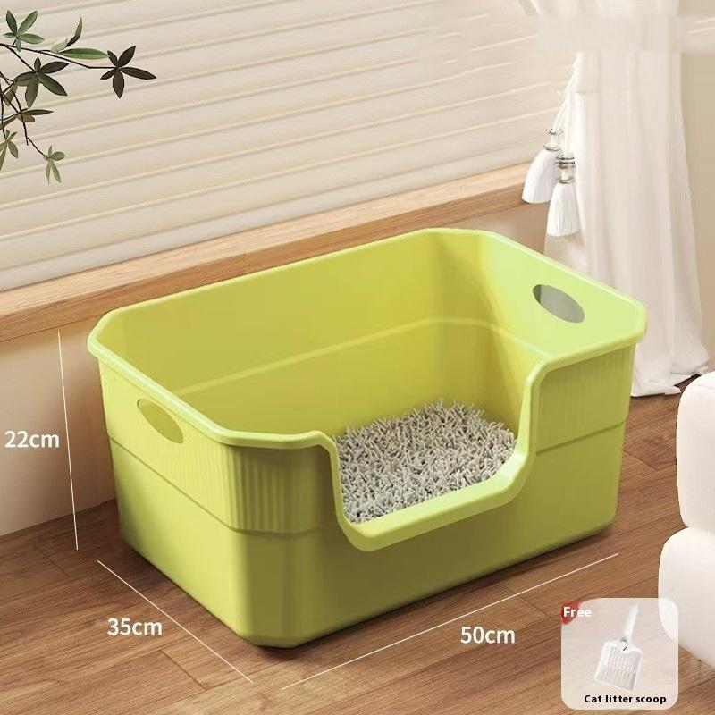 Open-Top Cat Potty Cat Garbage Odor-Resistant Bin Large Capacity Large Size Semi Enclosed Anti-Spla Cat Toilet Pet Supplies