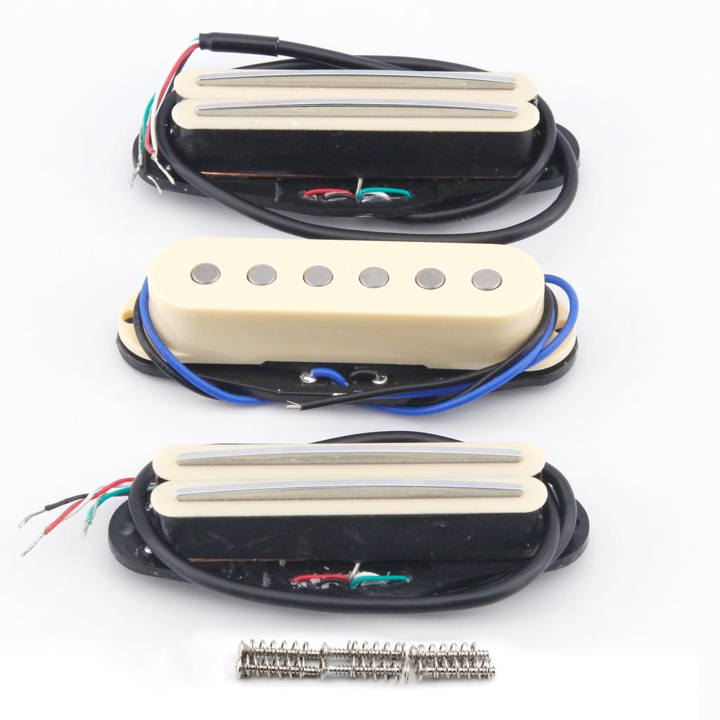 FLEOR 3pcs Ceramic Hot Dual Rails Pickup +Single Coil Pickup+Hot Dual Rails Pickup for ST SSS Electric Guitar Parts