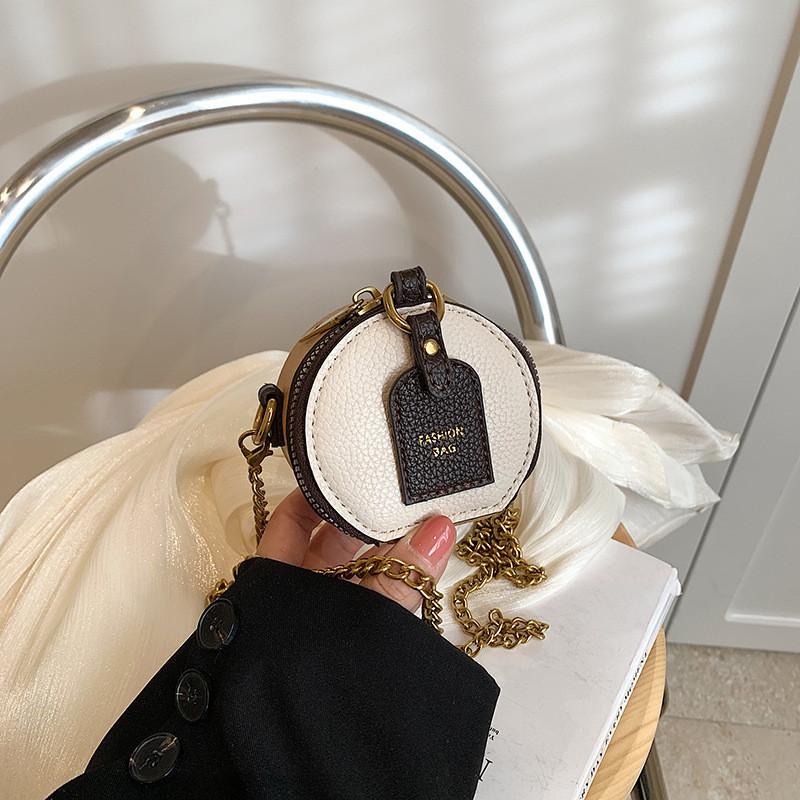 Stylish Retro Mini Round Bag For Kids And Adults With Chain Design Lightweight