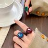 Jewelry Copper Bottom Gold-Plated Simulation Blue Spinel Black Gold Ancient Light Luxury Ring Women 12 * 16