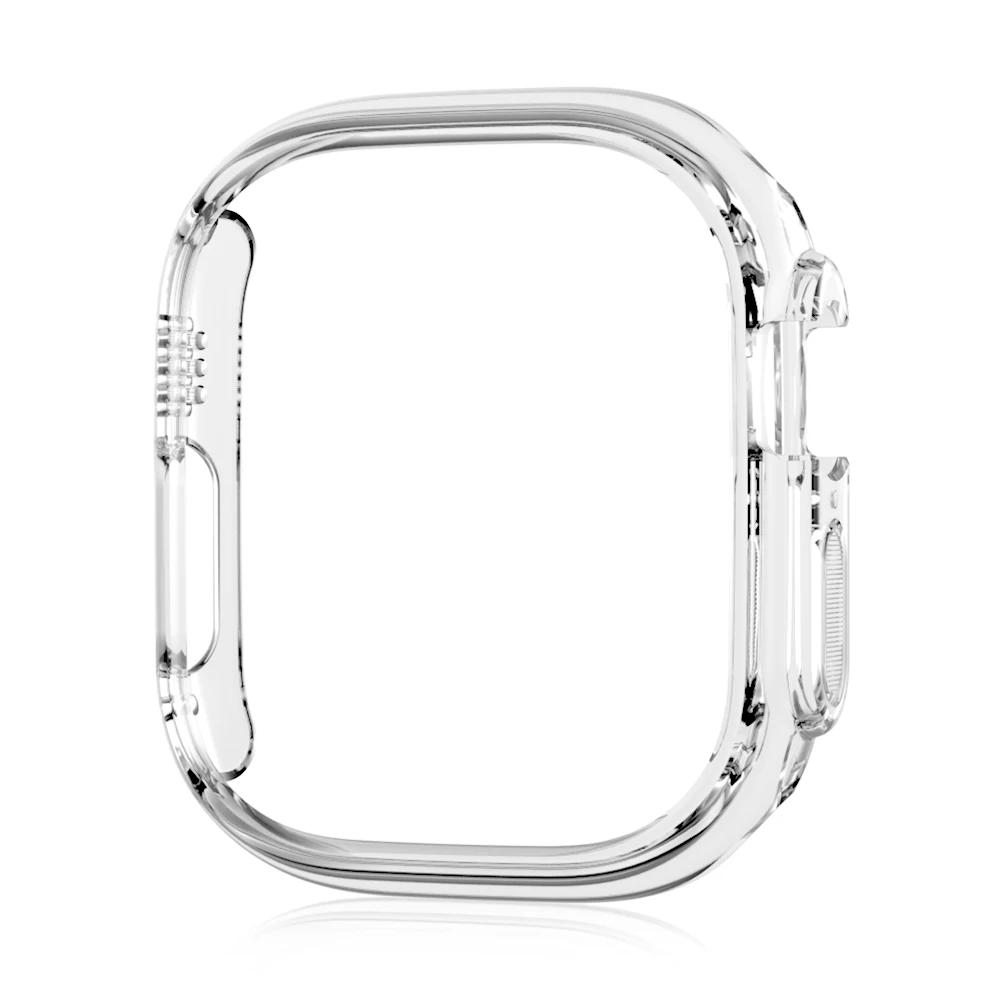

For Apple Watch 38 40 42 45 ultra3 49mm Plated Skeleton Cover Hard PC Bumper Case Frame for iWatch SE 11 10 9 8 7 6 5 4 SE3 Case S11 10-46MM прозрачный