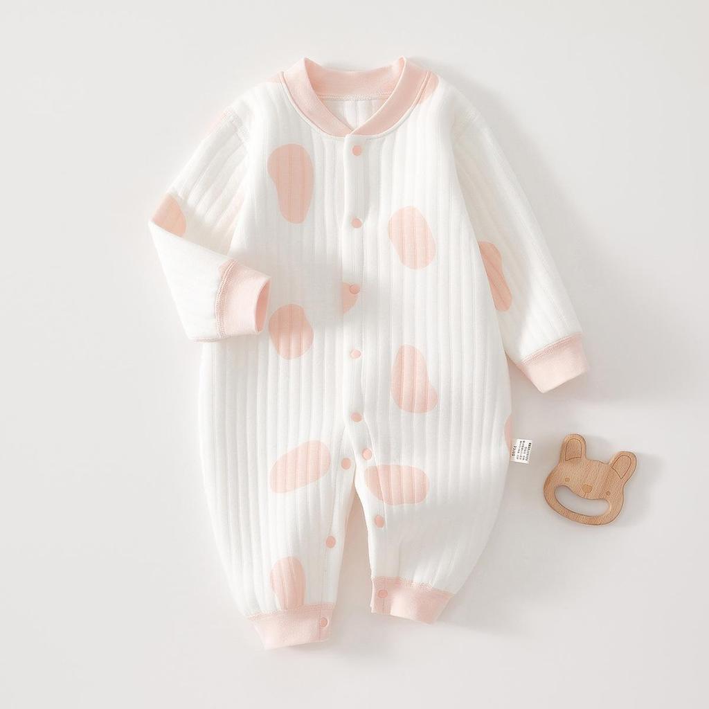 Unisex Gesteppter Baumwoll-Baby-Strampler - Warmer, leichter Neugeborenenanzug für Frühling & Herbst