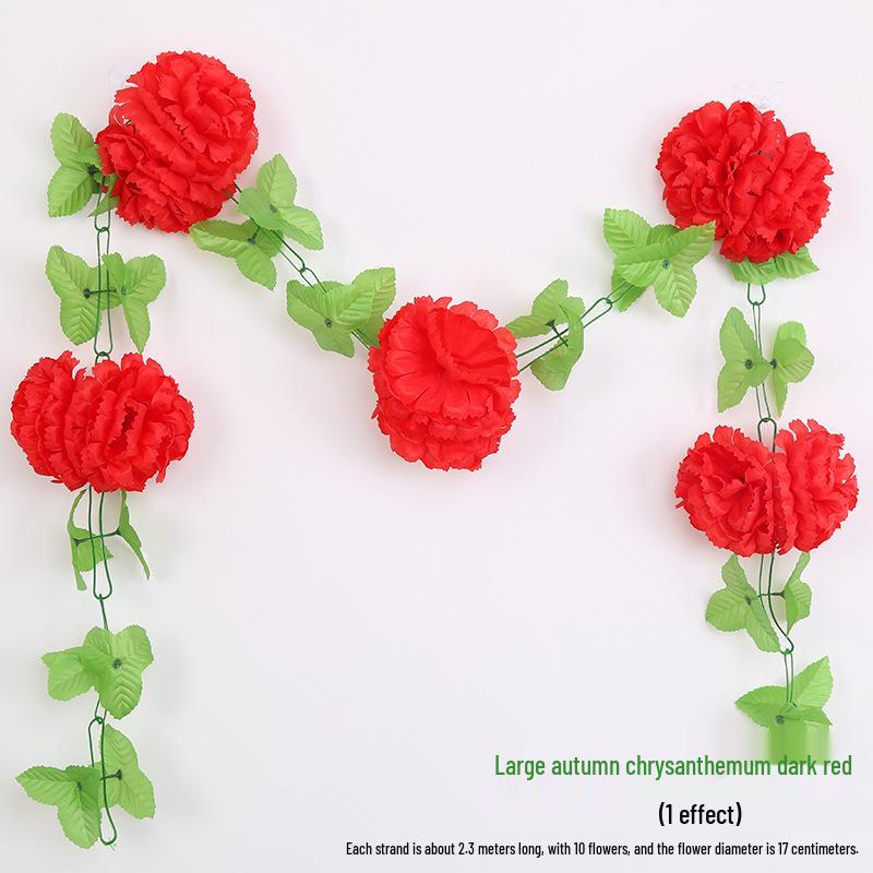 Artificial Chrysanthemum Vines for Cemetery and Memorial Decor - Silk and Plastic Hanging Floral Decoration