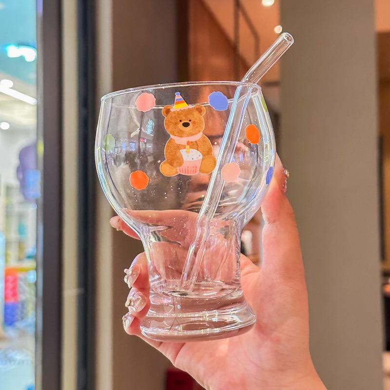 Cute Polka Dot Rabbit Beer Cup Girls High Value Glass Water Cup Household Juice Milk Cup Birthday Gift