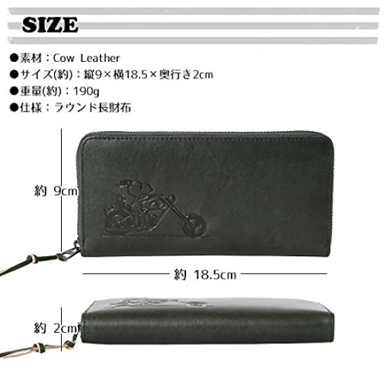 73301 Long Wallet Round Zipper Closure Character Embossed Blue [Snoopy] Women's (Green)