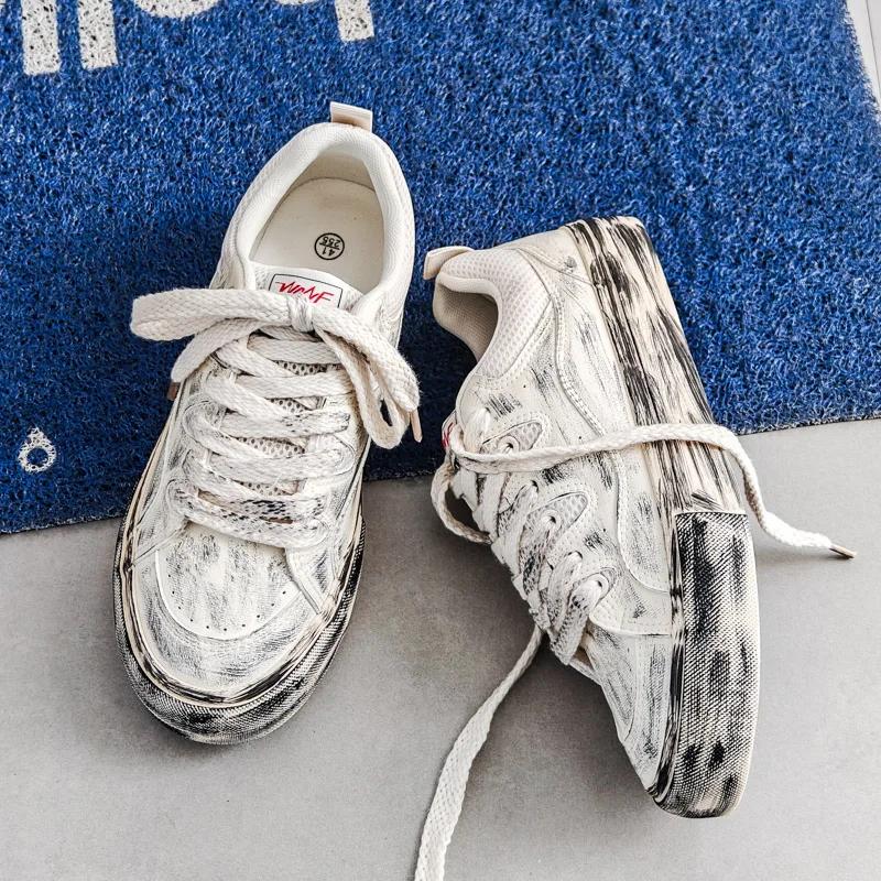 Small niche men's dirty shoes men's shoe trend 2025 spring couple canvas shoes men's versatile casual board shoes