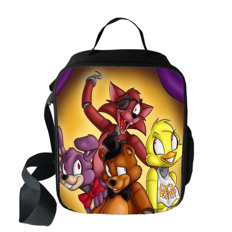 Large Capacity Five Nights At Freddy's 3d Printed Insulated Lunch Bag For Versatile Use