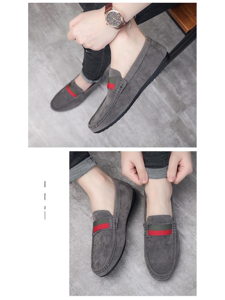 Mocasini slip-on pentru bărbați, din piele întoarsă mată – pantofi casual cu talpă moale în stil britanic