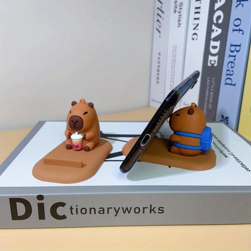 1pc Cute Capybara Phone Stand Lazy Desk Organizer with Expressive Eyes Non-Slip Base Compatible with Smartphones Tablets Home Office Decor