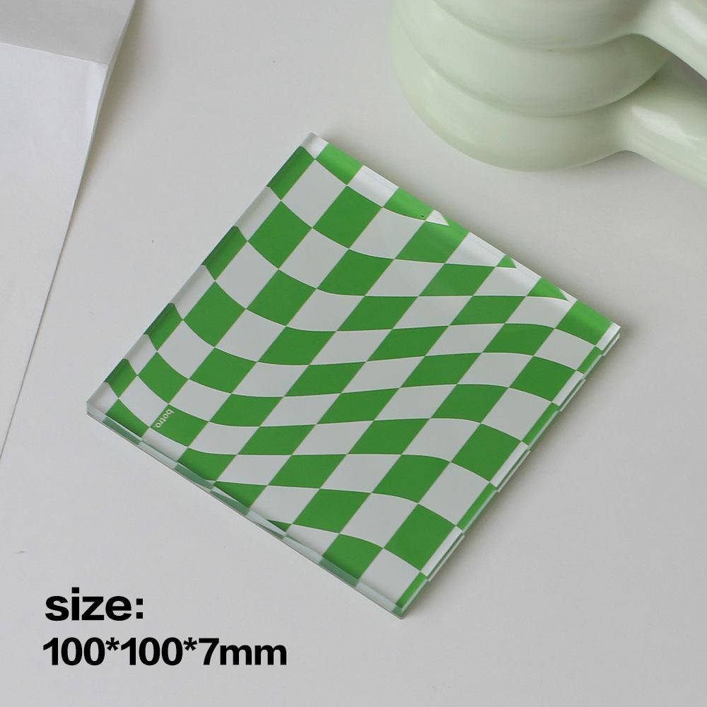 Square Acrylic Coasters Creative Twisted Checkerboard Grid Anti-scald Waterproof Mat Home Kitchen Heat Insulation Non-slip Mats