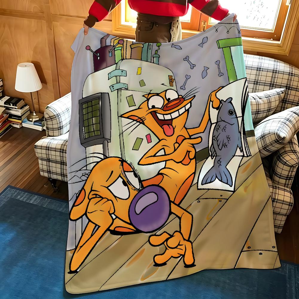 Cartoon C-CatD-Dog Throw Flannel Cozy Print Blanket, Portable, Durable Machine Washable Cute Cool