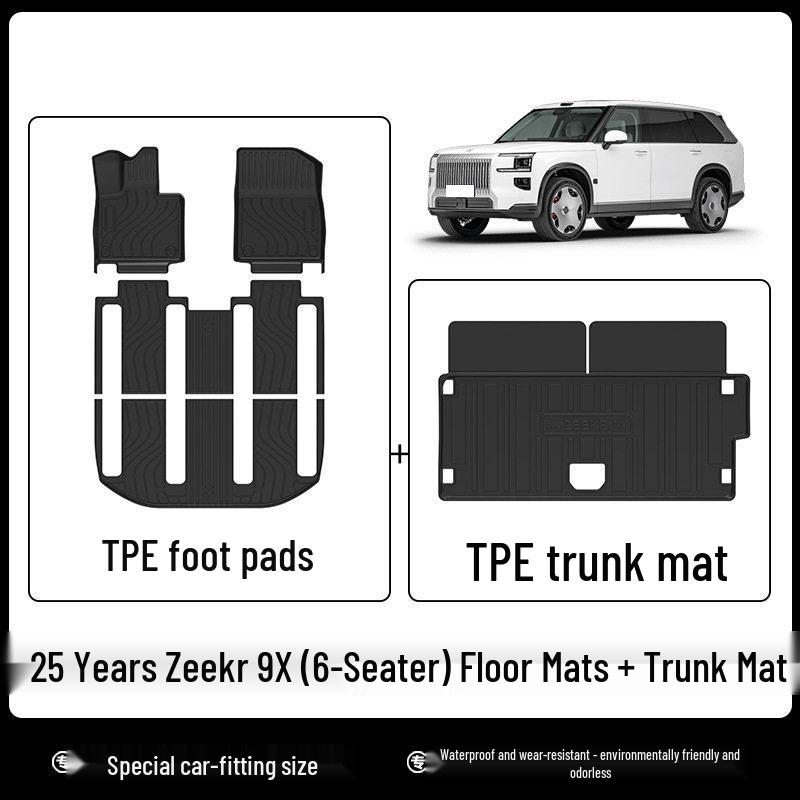 Zeekr 9X Six-Seater 3D All-Weather Floor and Trunk Mats with Starry Sky Blanket and Carbon Fiber Texture