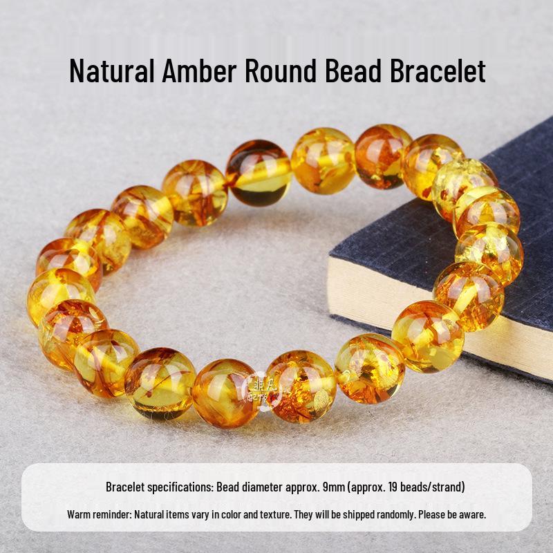 Natural Amber Beeswax Flower Beads Bracelet with Star and Moon Design - Multi-Treasure Bodhi Clavicle Chain for DIY Accessories