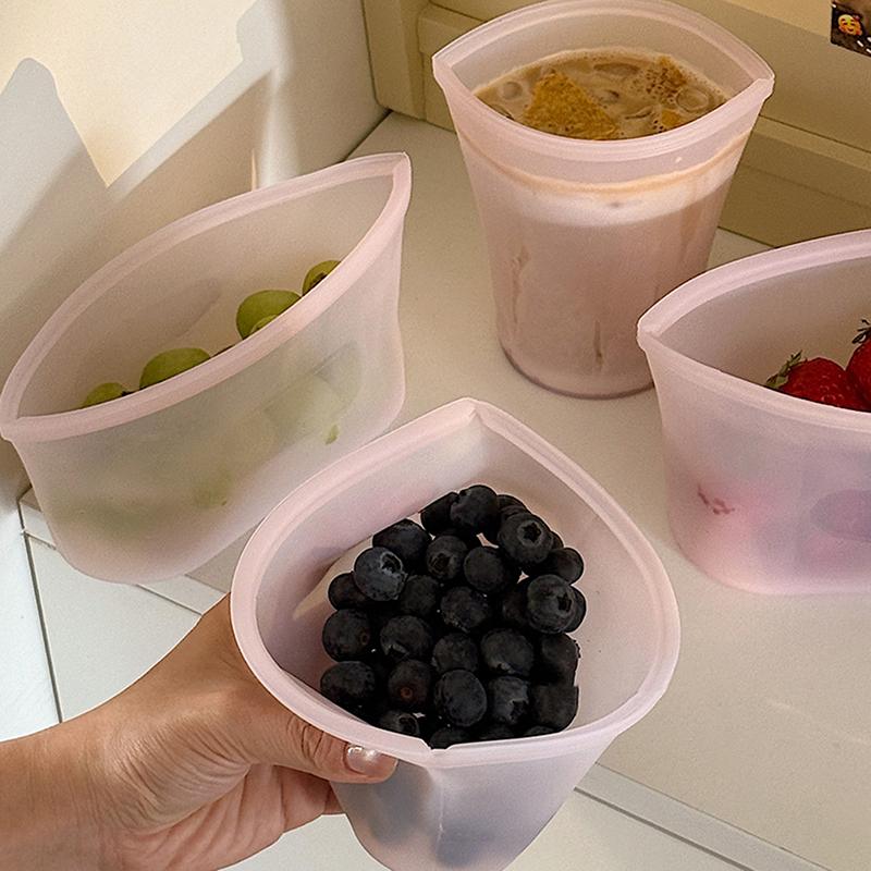 Portable Silicone Reusable Coffee And Milk Tea Cup Has Good Sealing Performance Clear Multi-Use Food Storage Bags