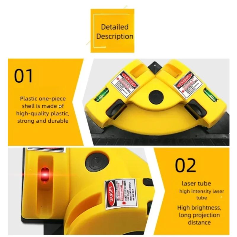 90 Degree Infrared Laser Level Vertical Horizontal Line for Floor Tiling Accurate Measurement