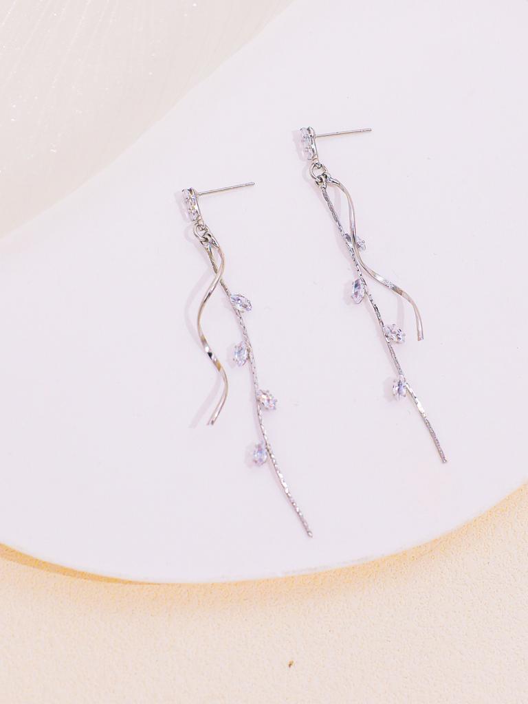 Fashion Luxury Long Tassel Earrings For Women Ins Rotating Twisted Zircon Dangle Earings Gold Color Jewelry Gifts