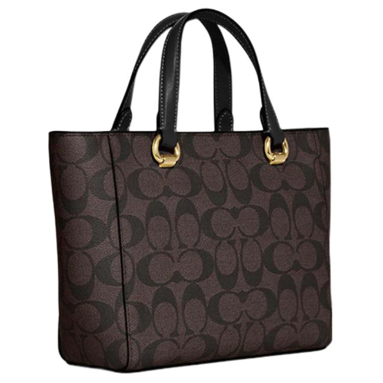 New COACH Alice Iconic Coated Canvas With Smooth Leather Shoulder Bag, Crossbody Bag, Handbag Small Women's Brown & Black CA613-IMAA8