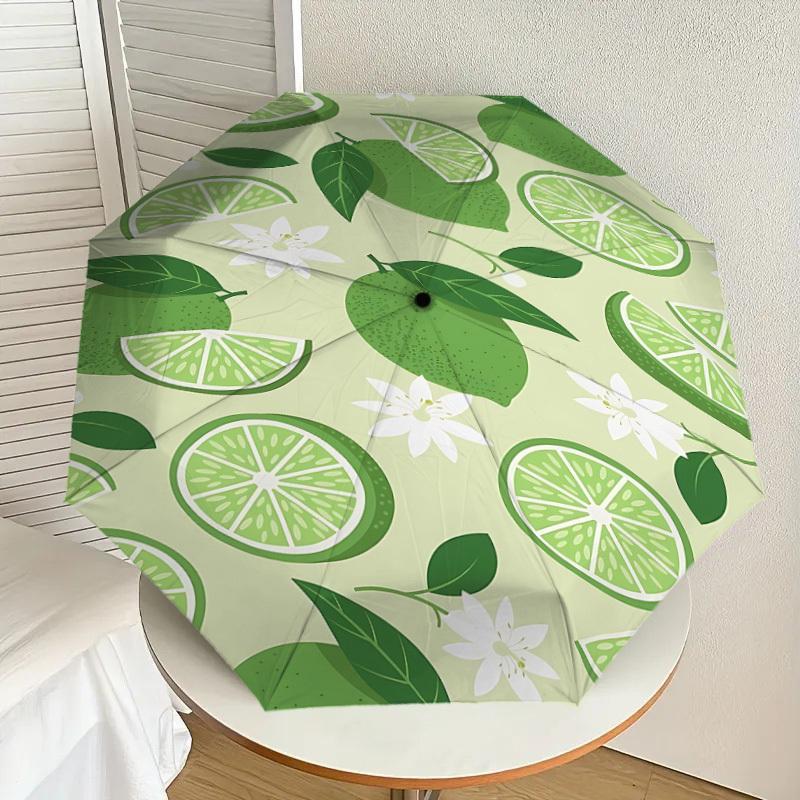 1PC Lime Flower Automatic Open/Close Umbrella with Windproof, 8-Rib Sturdy Canopy, Durable Ribs, Fashionable Design1299A