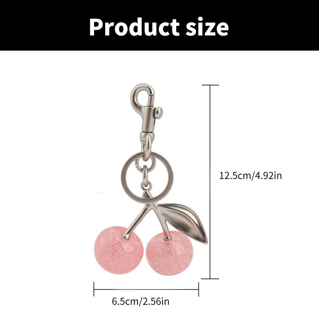 Elegant Crystal Cherrys Shaped Keychain Stylish Woven Charm Pendant Accessory for Fashionable Women Ladies Daily Use