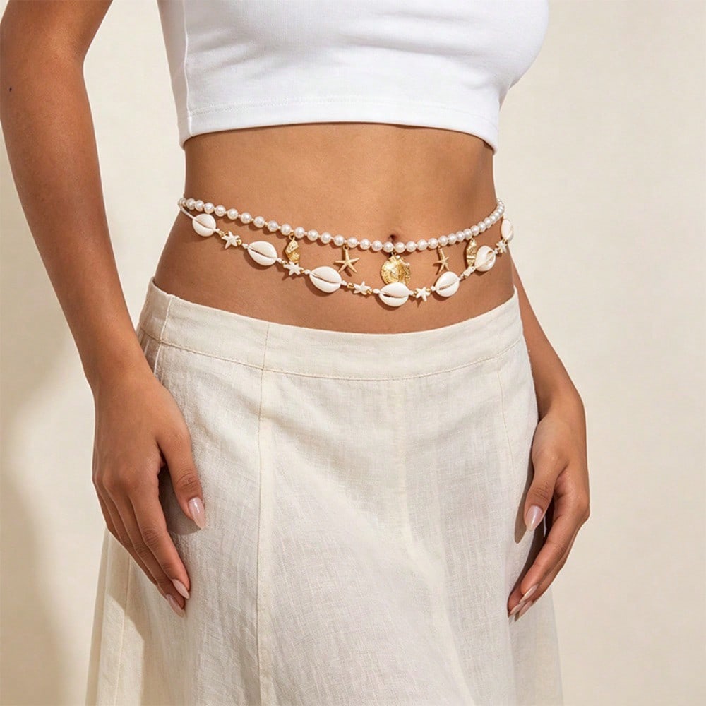 European and American Jewelry Beach Vacation Style Starfish Shell Waist Chain Beach Multi-layer Body Chain Belt Accessories
