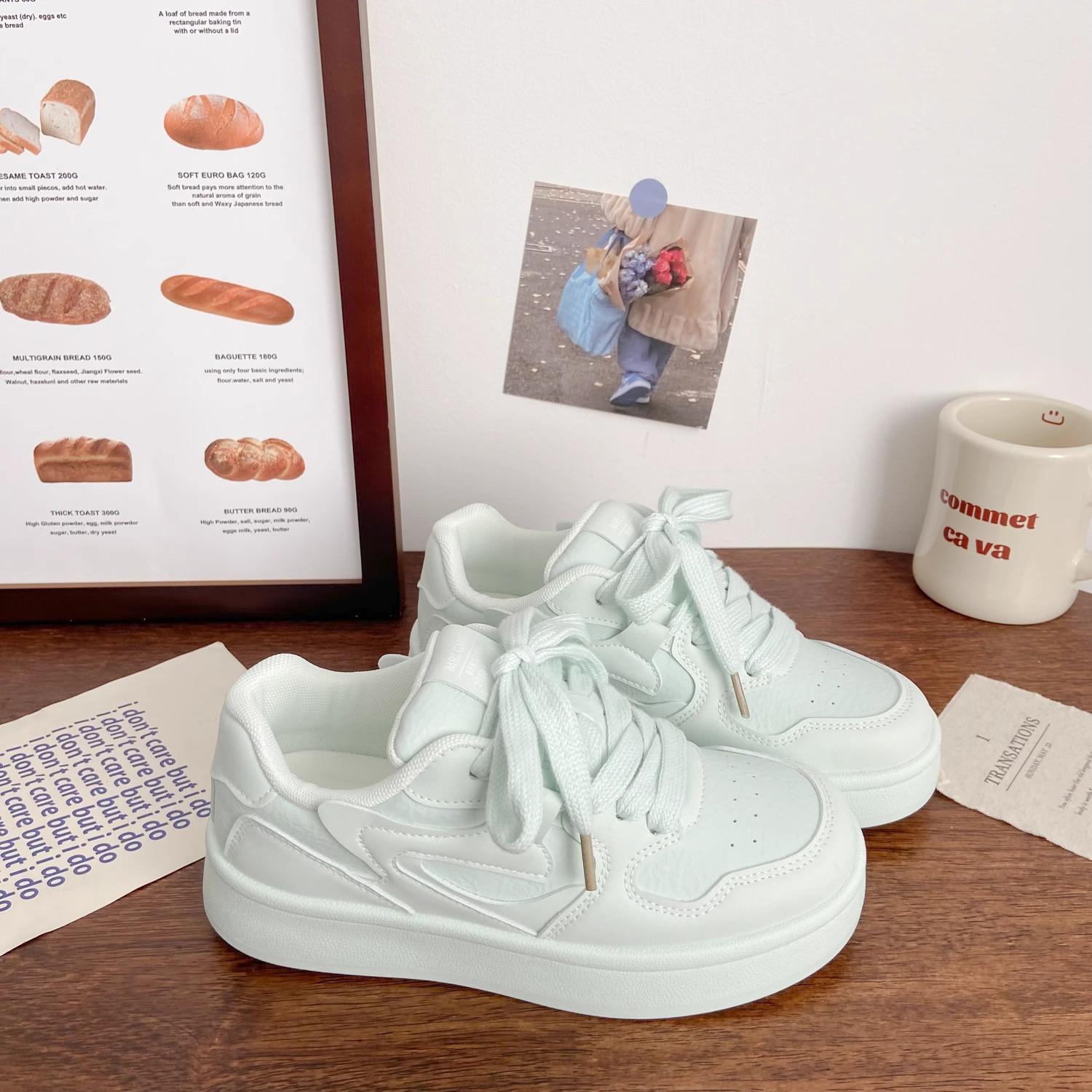 

Легкие маленькие белые туфли на толстой подошве 2025 новый летний студенческий универсальный обувь ins повседневные кеды поддержка 40 зелёный