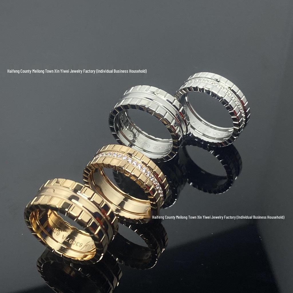 Anello Cubo di Ghiaccio Quadrato in Diamante Famiglia Xiao Transfrontaliero Europeo e Americano - Superficie Liscia per Uomo & Donna, Dito Indice, Anelli Nuziali per Coppia