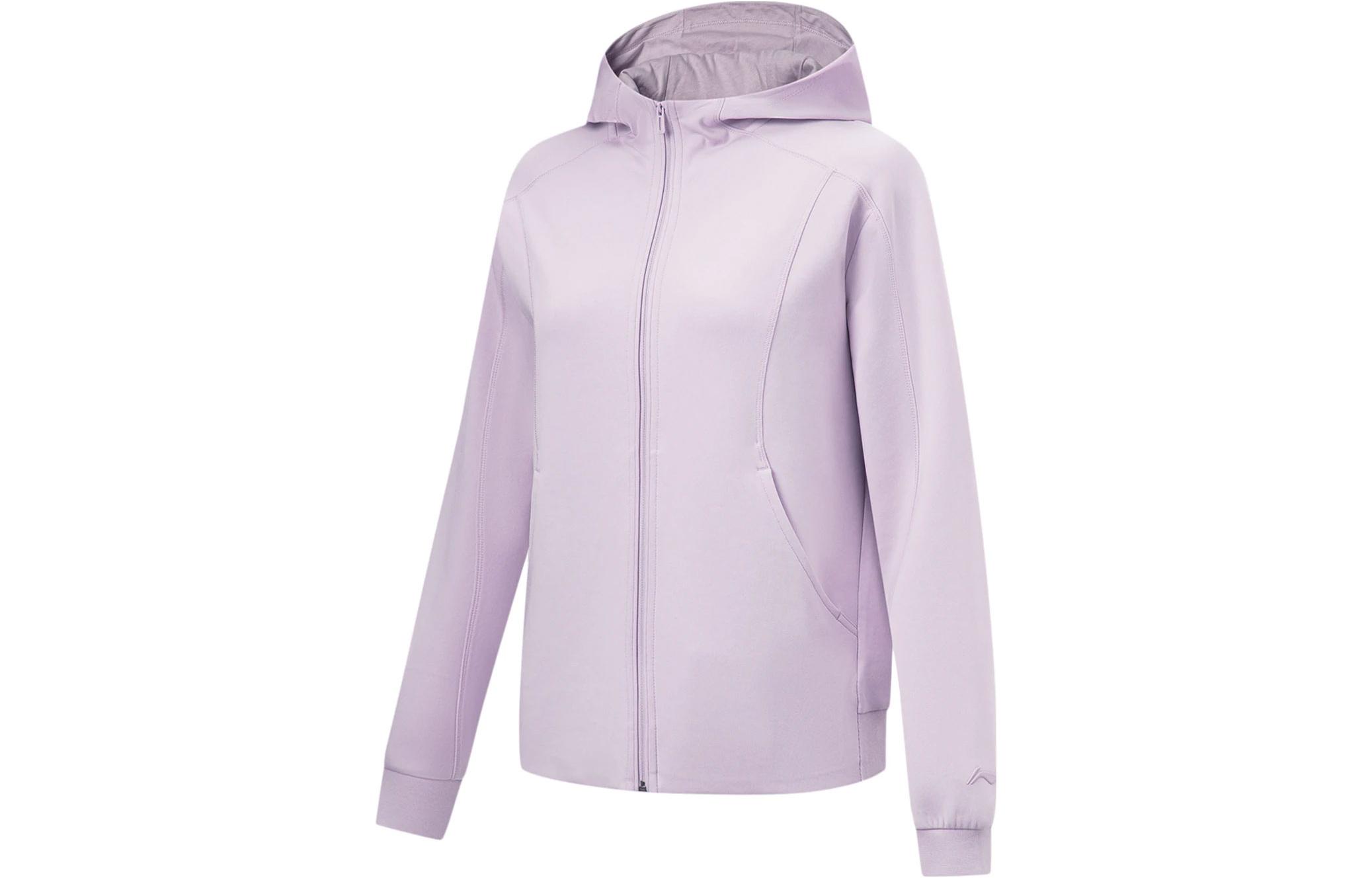 Li Ning Fitness Series Sweatshirts Women s Silk Purple Hooded Moderate Cardigan AWDT520-3 L