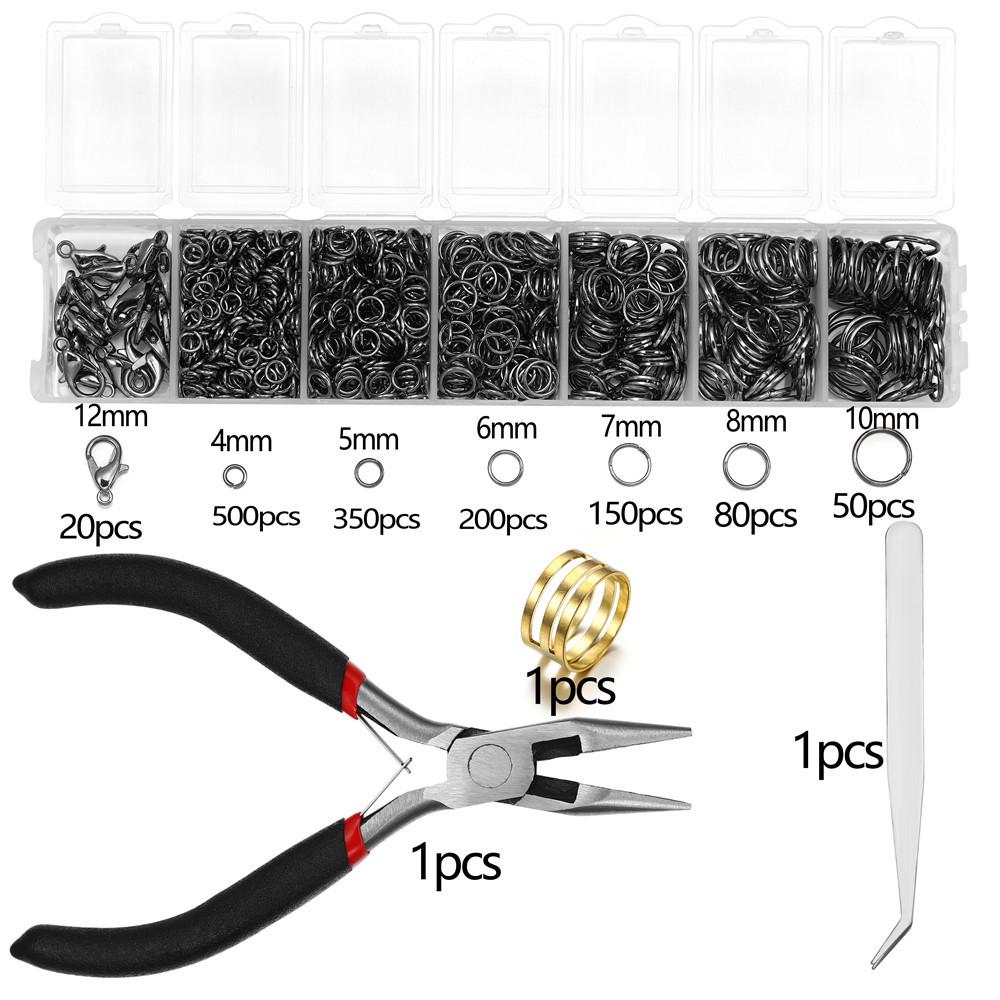 DIY Jewelry Tools Set: Flat-Nose Pliers, Tweezers, and Single-Loop Ring Set.