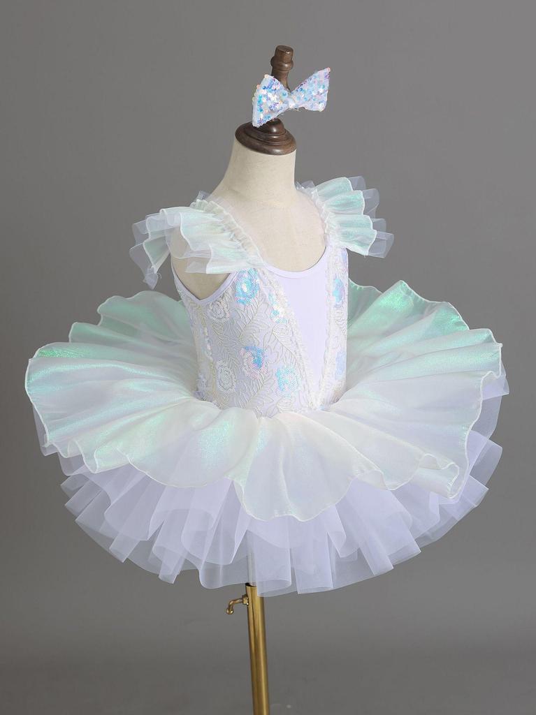 1. Juni Kindergarten Mädchen Ballett Kostüm - Flauschiger Gaze Rock mit Pailletten, Süßes Prinzessinnenkleid