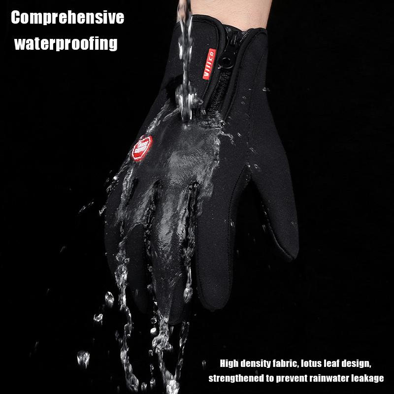 Utomhus Cykling Klättring Handskar Fitness Sport Vattentäta Vindtäta Långa Fingrar Plus Sammet Varma Handskar Höst och Vinter
