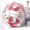 Hello Kitty,Valentine's Day Automatic Folding Umbrella-Simple 8-Rib Design, Bright Cartoon Pattern, Durable Iron Frame, Suitable For Travel,