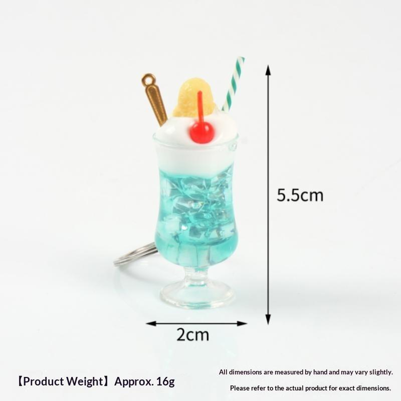 Mini Simulation Drink Cup Keychain Fake Juice Ice Cream Model Hanging Ornament Bag Pendant Decoration Car Keys Holder