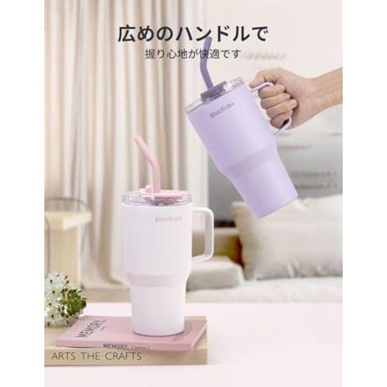 Blackube Ceramic Tumbler Straw Kettle Handle 800ml Coffee Vacuum Quencher Insulation Cold Insulated Wide Mouth Large Capacity Direct Drinking Home
