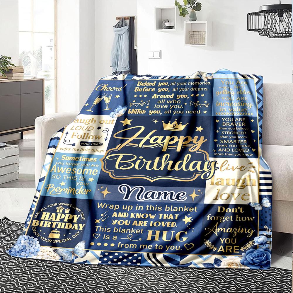 Happy Birthday Celebrationcustomize Your Name Blanket Soft And Comfortable It'S The Perfect Gift For Family Friends Or Loved Ones Suitable For All