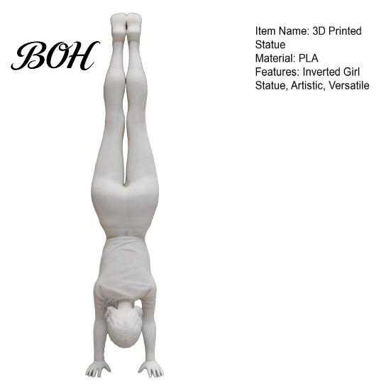 Sporty Girl Statue Inverted Figurine, 3D Printed Athlete Statue, White Sculpture for Home Table Shelf Decor Minimalist Art Piece
