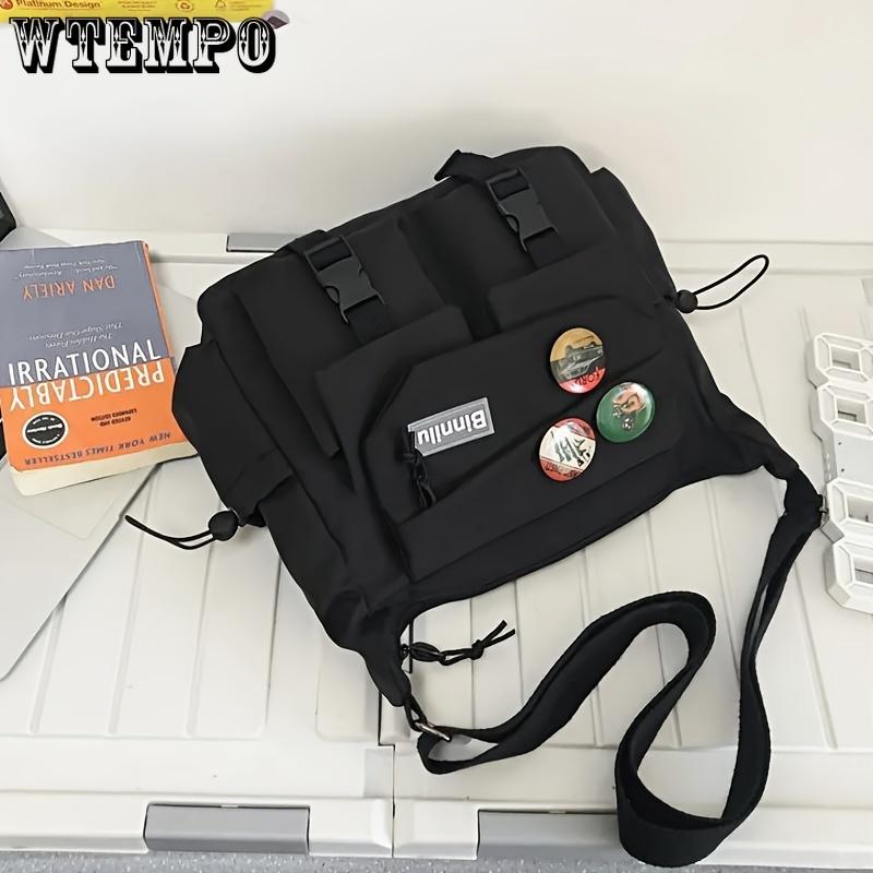 Casual Crossbody Bag, Large Capacity Nylon Shoulder Bag With Adjustable Strap For Outdoor, Trendy Streetwear Style Messenger Bag