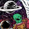 Interesting Space Shower Curtain Astronaut Alien Bathroom Decoration Shower Curtain With 12 Hooks 180X180Cm