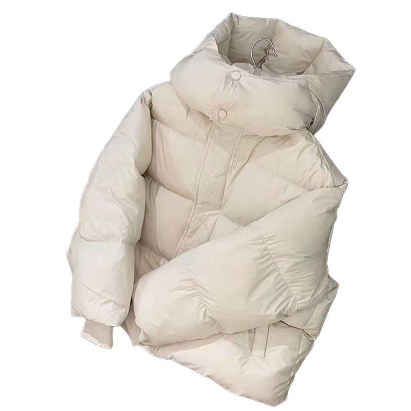 Women's Hooded Quilted Puffer Jacket with Drawstring Hem Solid Color Short Winter Coat