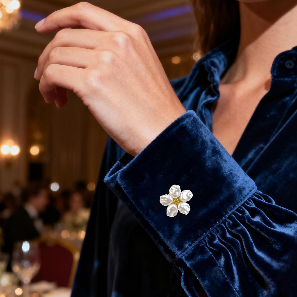 New Button Covers For Women Faux Pearl Alloy Flower Elegant Home Supplies Button Cover Cufflinks For DIY Blouses Clothing