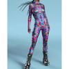 Dámský přiléhavý overal Oblečení Barevný 3D potisk Brnění Zentai Body s rukávy na palce Přední zip Cosplay Kostým Párty Outfit