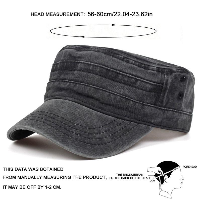 Classico retrò da uomo in cotone lavato berretto da baseball regolabile con parte superiore piatta cappelli militari invernali cappelli selvaggi cappello da camionista