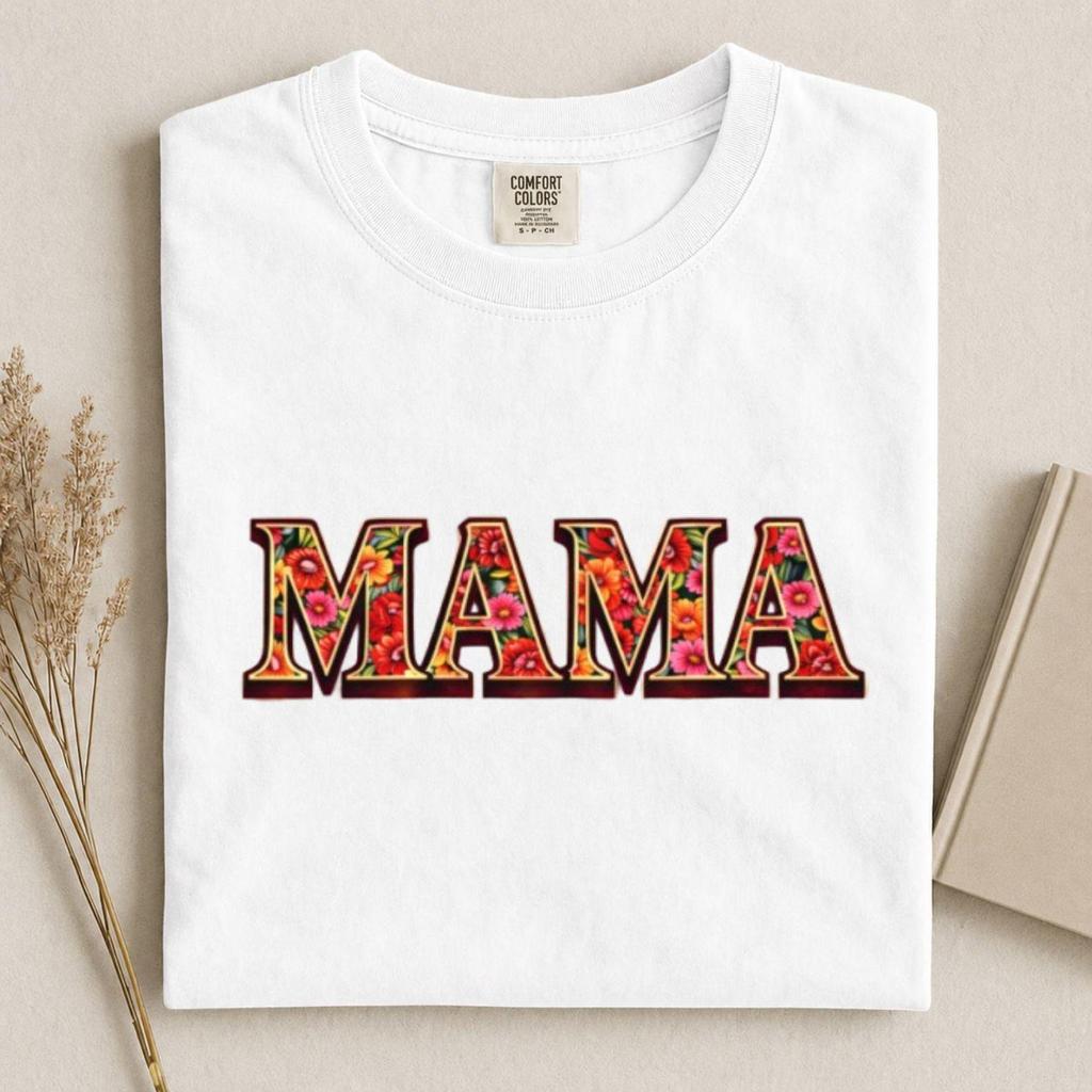 Floral Mama Shirt and kids tshirt, Retro Vintage Mom Graphic Tee, Colorful Flowers, Unisex Fit