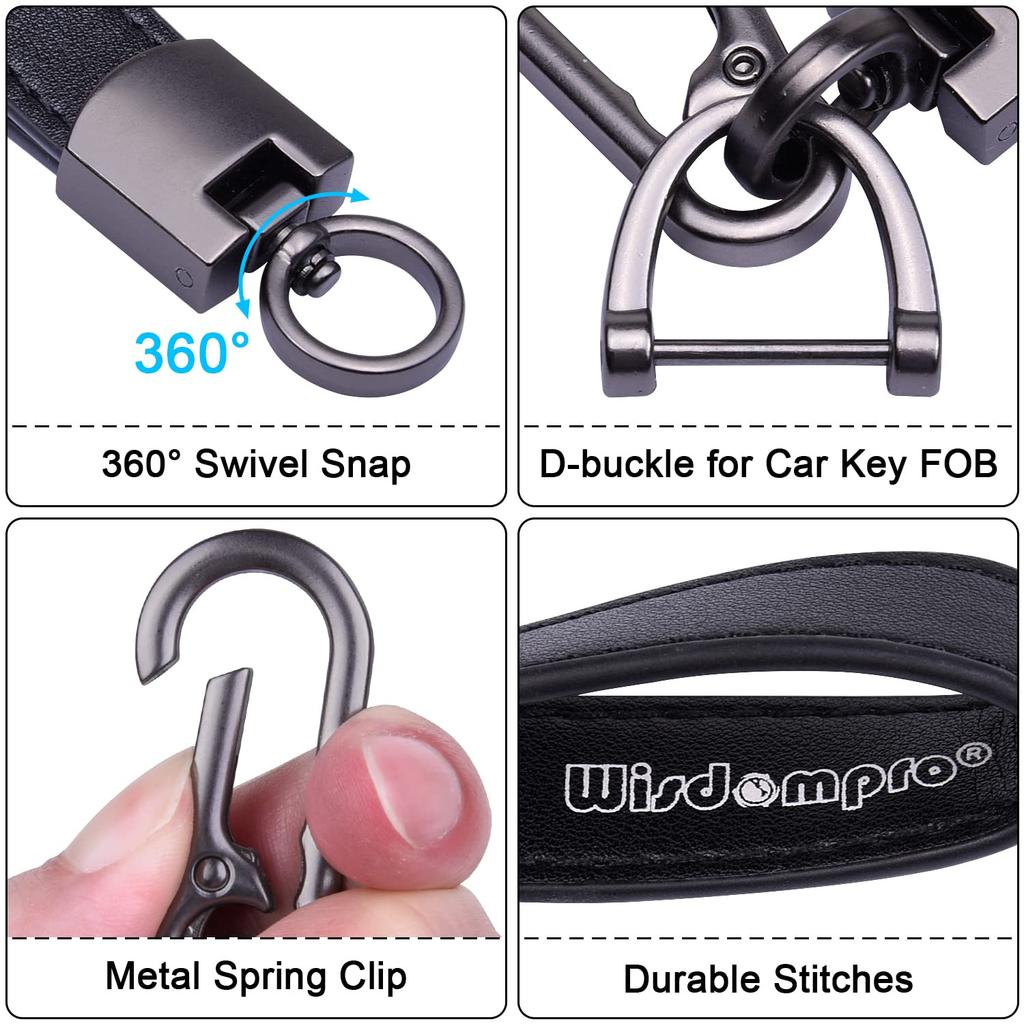 Car Genuine Car Key Lost Smart Key Universal Black [Wisdompro] Keychain, Leather, Chain, Prevention, Type, Stylish, Unisex, (Carabiner Clip)