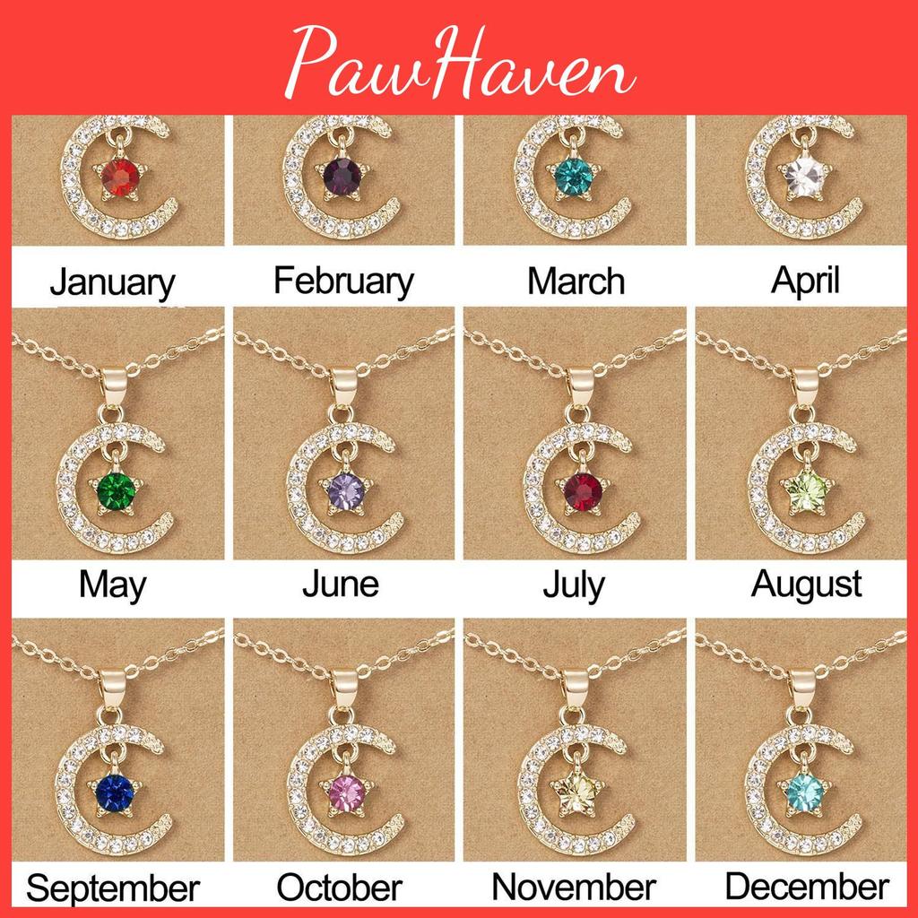 Stunning 18k Gold Birthstone Moon Necklace Featuring Hypoallergenic Design