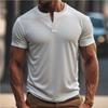 T-shirt Estiva da Uomo Muscolosa a Manica Corta con Collo a Bottone Aperto T-shirt Sportiva