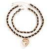 PuRui Trendy Kjærlighetshjerte Anheng Halskjede for Kvinner Lenkekjede Med PU-tau Sjarm Choker Zirkon På Halsen Damer Elegante Gaver