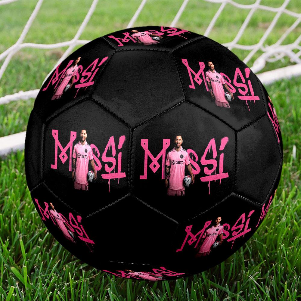 Poster Lionel Messi formato 5 Pallone da Calcio, colorato, adatto a tutte le età, cucito a macchina, materiale PVC, qualità da competizione, durevole e ad alto rimbalzo